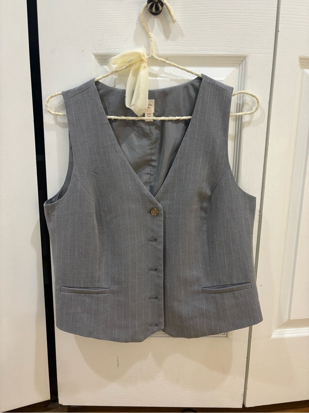 Women's Gray Pinstripe Tailored Vest